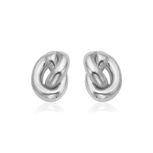 14k White Gold Polished Knot Earrings