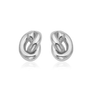 14k White Gold Polished Knot Earrings