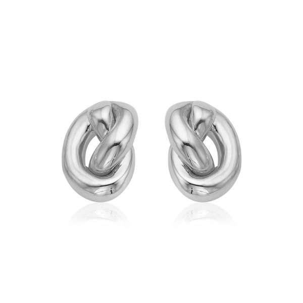 14k White Gold Polished Knot Earrings