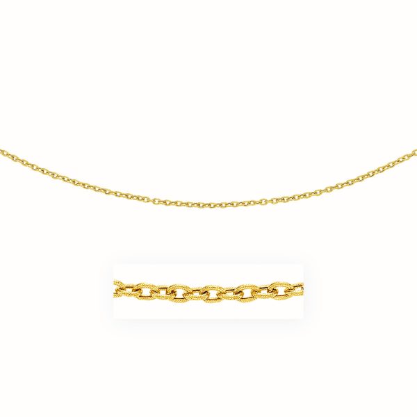 3.5mm 14k Yellow Gold Pendant Chain with Textured Links