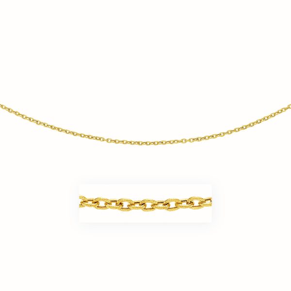 3.5mm 14k Yellow Gold Pendant Chain with Textured Links