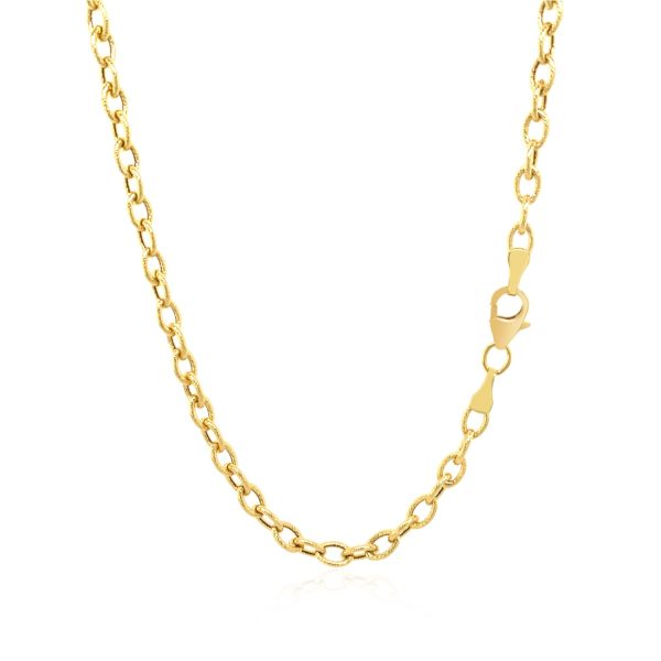 3.5mm 14k Yellow Gold Pendant Chain with Textured Links