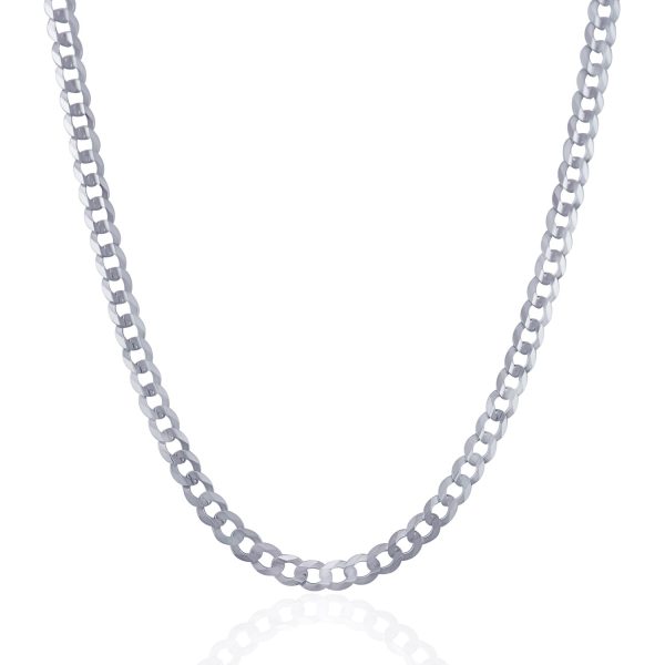 4.7mm 14k White Gold Solid Curb Chain