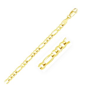 4.5mm 14k Yellow Gold Solid Figaro Bracelet