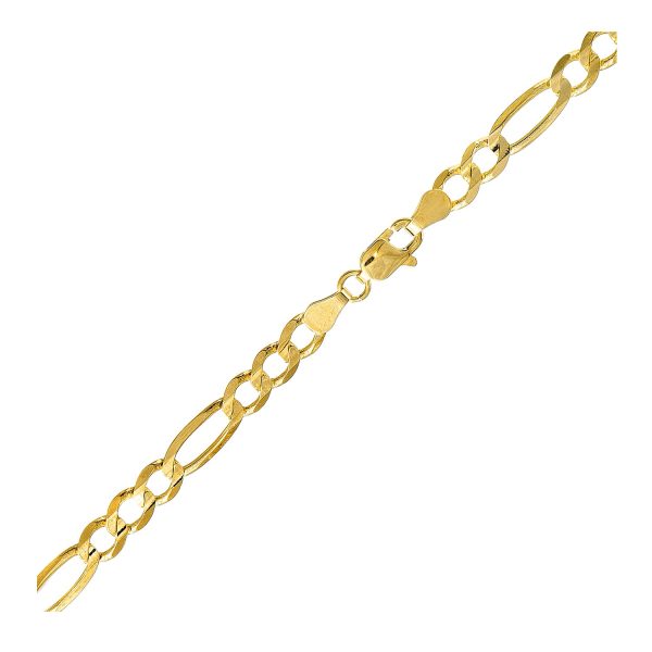 4.5mm 14k Yellow Gold Solid Figaro Bracelet