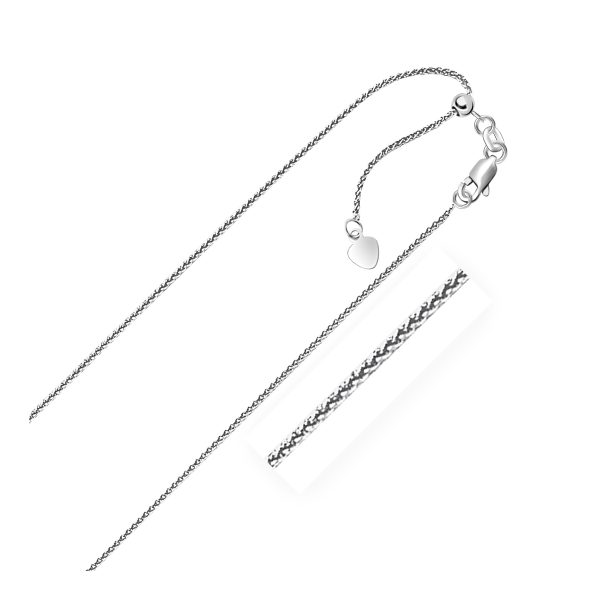 14k White Gold Adjustable Wheat Chain 1.0mm