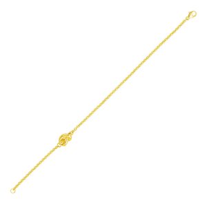 14k Yellow Gold Chain Bracelet with Polished Knot