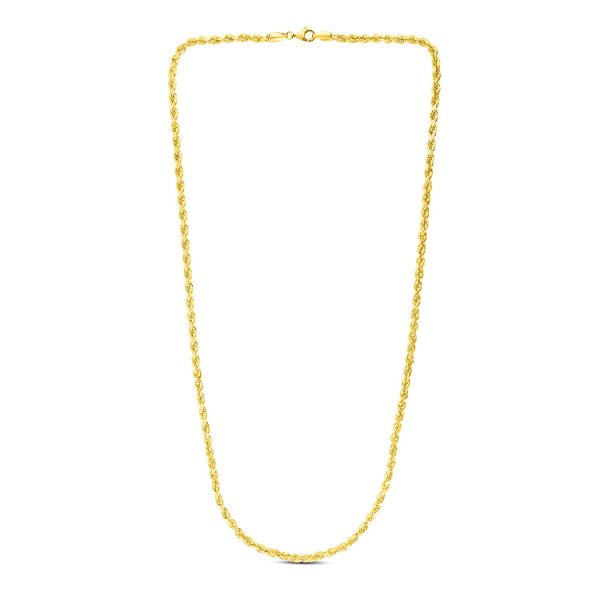 4.0mm 10k Yellow Gold Solid Diamond Cut Rope Chain