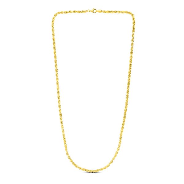 4.0mm 10k Yellow Gold Solid Diamond Cut Rope Chain