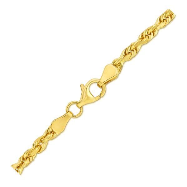 4.0mm 10k Yellow Gold Solid Diamond Cut Rope Chain