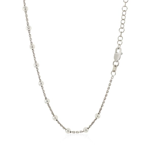 Sterling Silver 20 inch Beaded Chain Necklace with Cross and Religious Medal