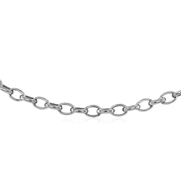 4.6mm 14k White Gold Oval Rolo Chain