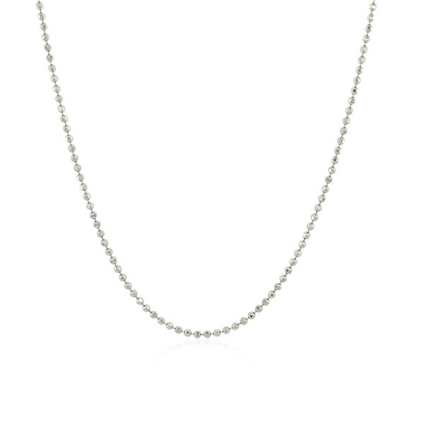 14k White Gold Diamond-Cut Bead Chain 1.2mm