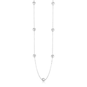 Sterling Silver Station Necklace with Large Polished Beads