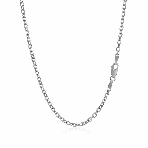 2.3mm Sterling Silver Rhodium Plated Cable Chain