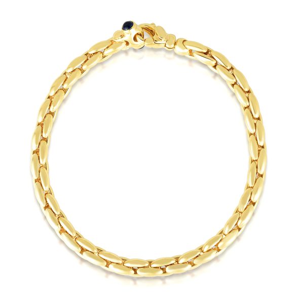 14k Yellow Gold 7 1/2 inch Oval Link Bracelet with Sapphire