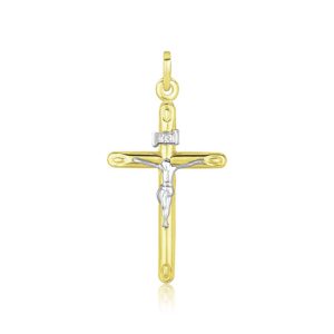 14k Two Tone Gold Cross Pendant