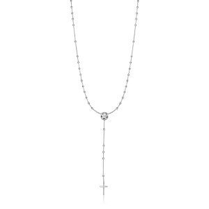 Sterling Silver Rosary Style Lariat Necklace
