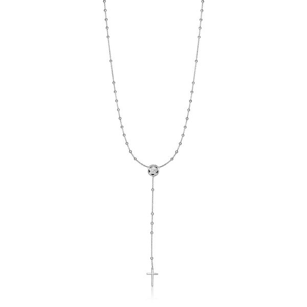 Sterling Silver Rosary Style Lariat Necklace