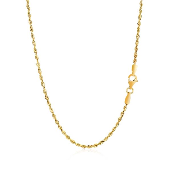 2.0mm 14k Yellow Gold Solid Diamond Cut Rope Chain