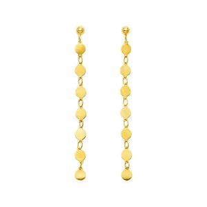 14k Yellow Gold Post Dangle Earrings with Polished Circles