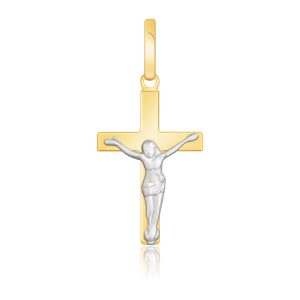 14k Two Tone Gold Crucifix Motif Pendant