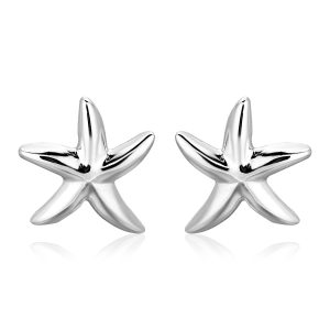 Sterling Silver Large Polished Starfish Earrings