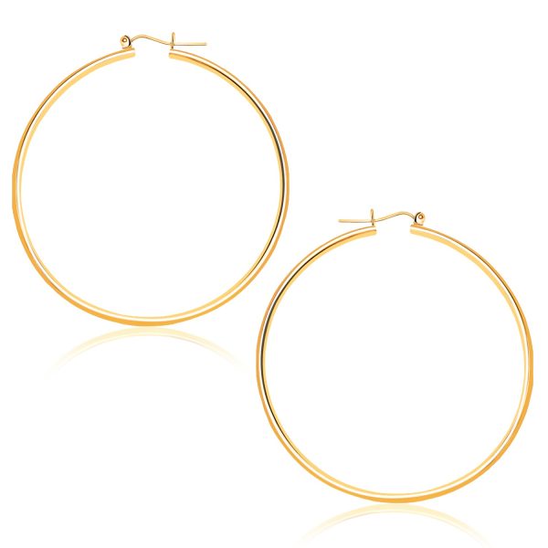 14k Yellow Gold Polished Hoop Earrings (45 mm)