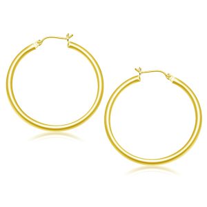 14k Yellow Gold Polished Hoop Earrings (40 mm)