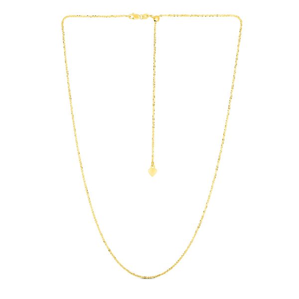 14k Yellow Gold Adjustable Sparkle Chain 1.5mm