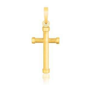 14k Yellow Gold Cross Pendant with Rounded Ends