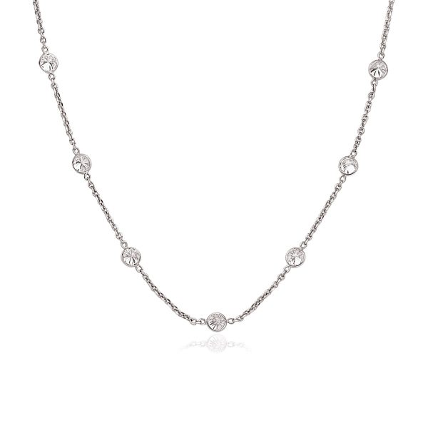 14k White Gold CZ By the Yard Long Links