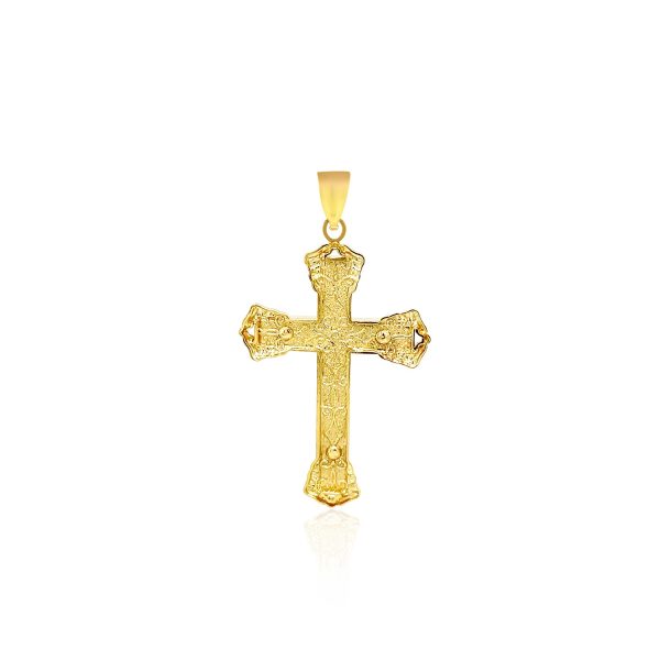 14k Yellow Gold Black Onyx Cross Pendant