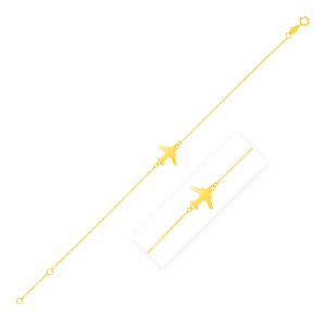 14K Yellow Gold Airplane Bracelet