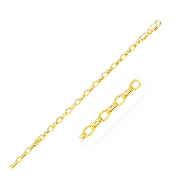 3.2mm 14k Yellow Gold Oval Rolo Bracelet