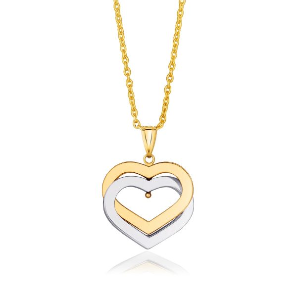 14k Two-Tone Gold Intertwined Hearts Pendant