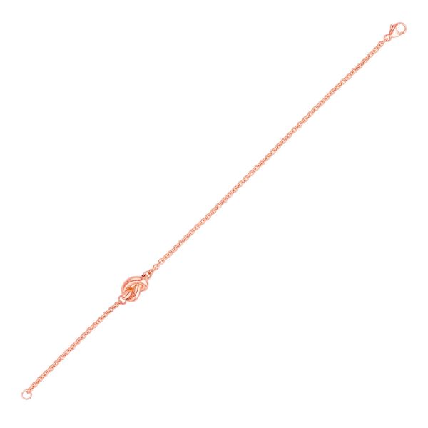14k Rose Gold Chain Bracelet with Polished Knot
