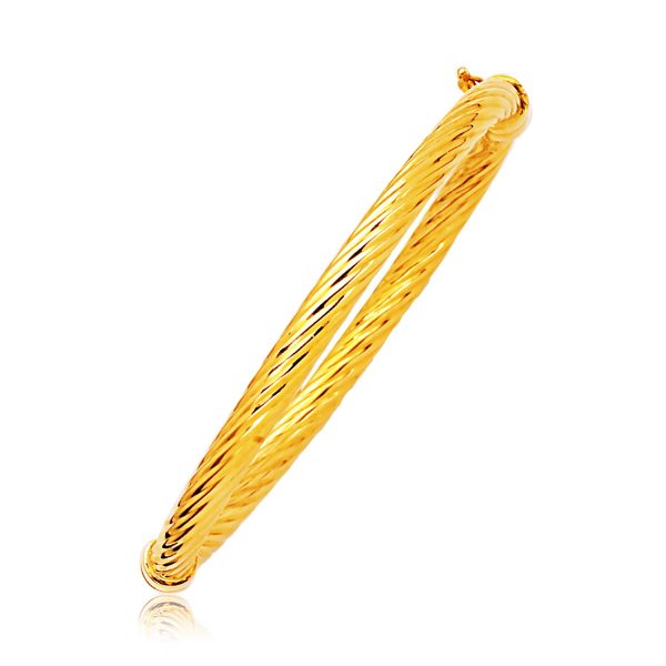 14k Yellow Gold Polished Cable Motif Bangle