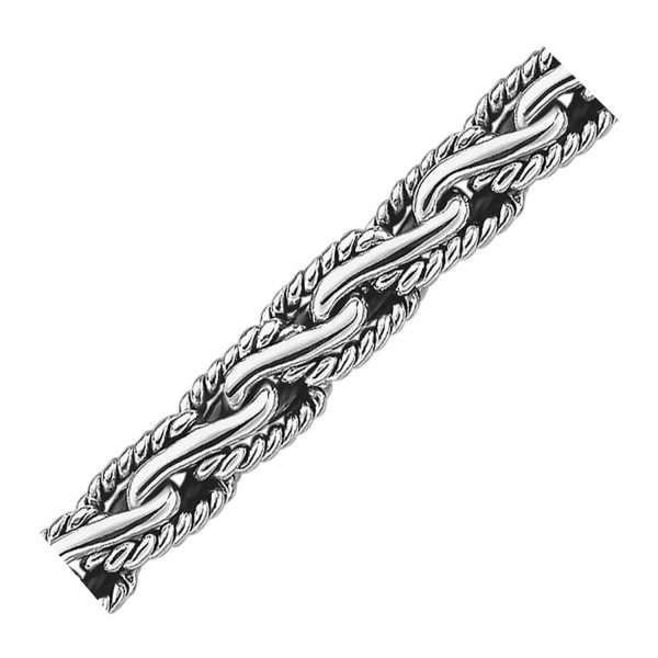 Oxidized Sterling Silver Men's Chain Bracelet in a Cable Motif