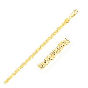 3.5mm 14k Yellow Braided Foxtail Anklet