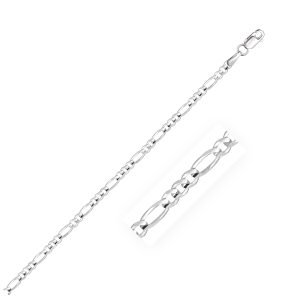 2.6mm 14k White Gold Figaro Anklet