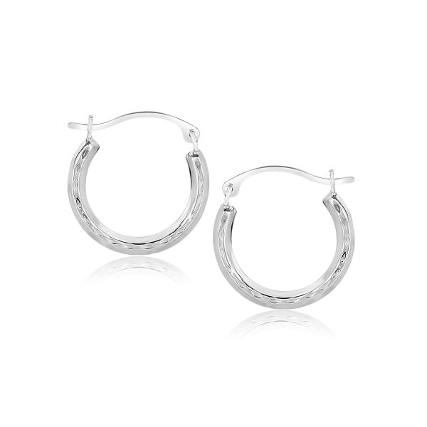 10k White Gold Fancy Hoop Earrings