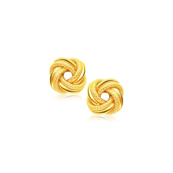 14k Yellow Gold Intertwined Love Knot Stud Earrings