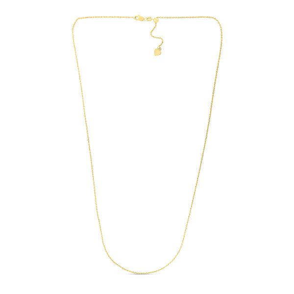 14k Yellow Gold Adjustable Rope Chain 1.0mm