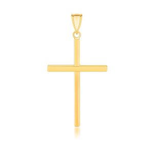 14k Yellow Gold Polished Flat Cross Pendant