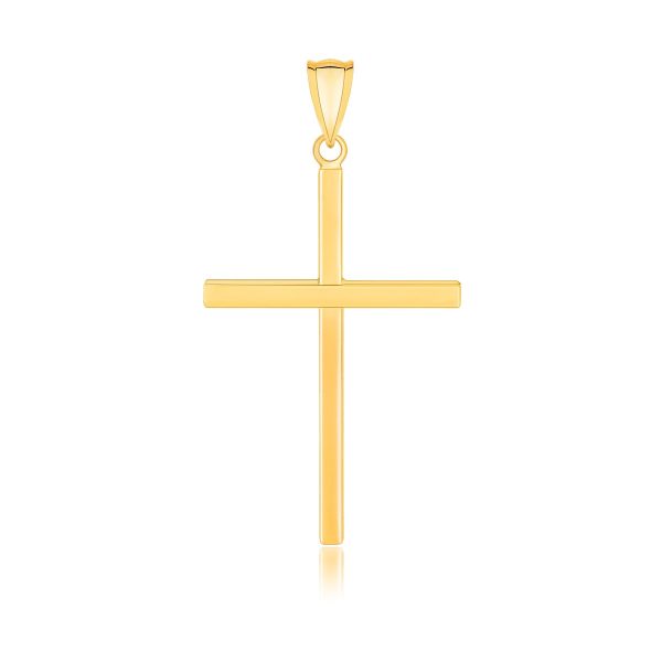 14k Yellow Gold Polished Flat Cross Pendant