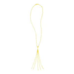 14K Yellow Gold Five Strand Tassel Lariat Necklace
