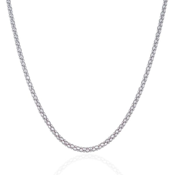 Rhodium Plated 2.5mm Sterling Silver Popcorn Style Chain