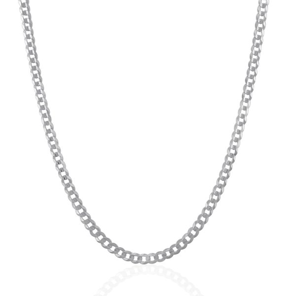 3.6mm 14k White Gold Solid Curb Chain