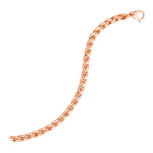 14k Rose Gold 7 1/2 inch Round Curb Chain Bracelet